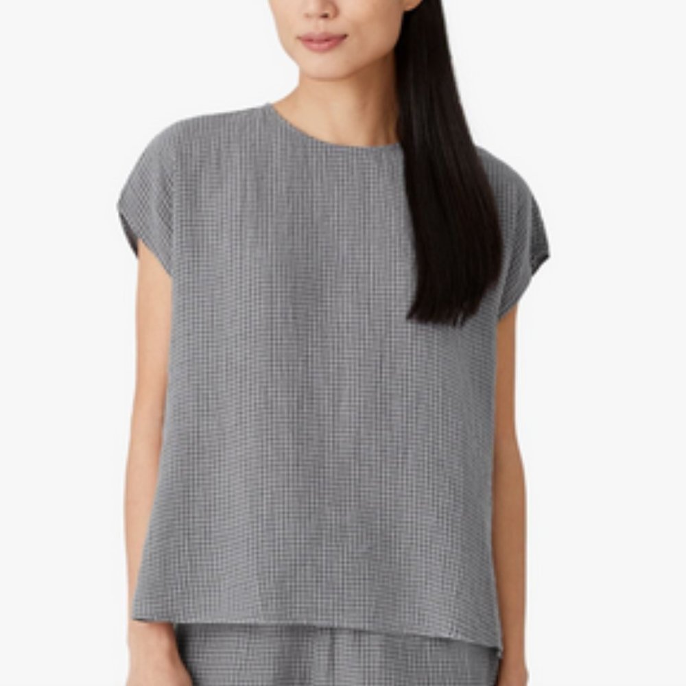 Eileen Fisher Round Neck Boxy Top NWT - Moon - Sz M